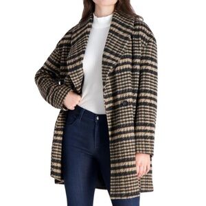 avec les filles wool blend brushed plaid lengthy houndstooth coat women’s xl